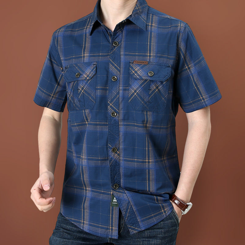 👔 LIMITED-TIME 50% OFF! 🍂 Men's Casual Plaid Short Sleeve Shirt – Classic Pattern, Relaxed Fit, Breathable Comfort ✨