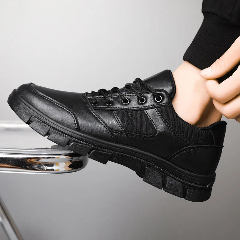 2025 New Trend Men’s Leather Casual Shoes Non-Slip Lace-Up Sneaker Fashion Travelling Shoes for Comfort and Style