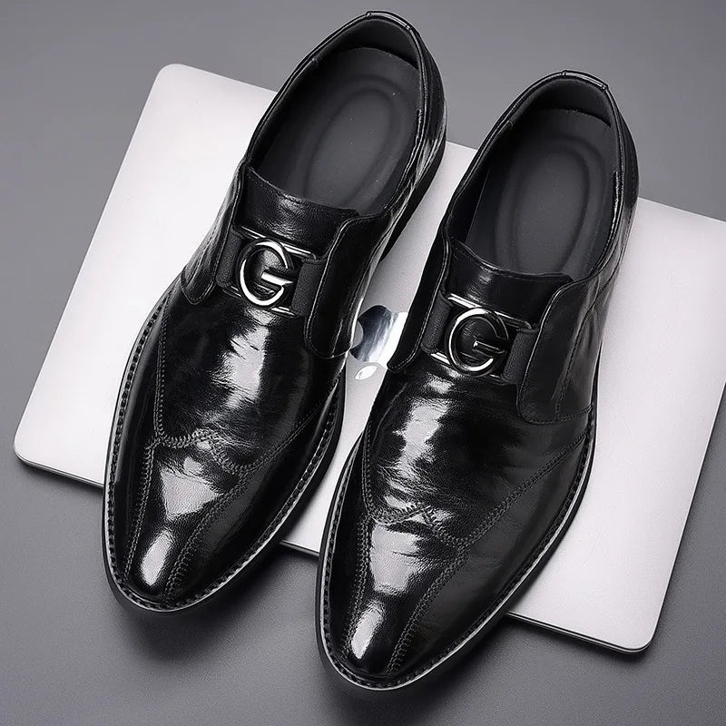 2025 Men’s Leather Dress Shoes Handmade Business Formal Genuine Leather British Casual Slip on High-End Men’s Loafers
