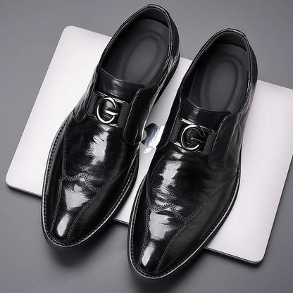 2025 Men’s Leather Dress Shoes Handmade Business Formal Genuine Leather British Casual Slip on High-End Men’s Loafers