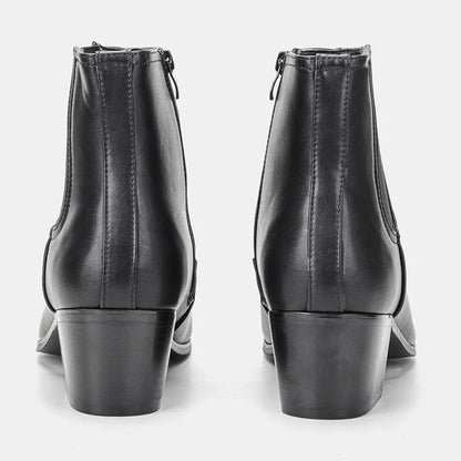 Men’s Chelsea Boots Height Increasing High Heel Leather Ankle Boots Stylish Black Premium Quality Boots for Formal Occasion