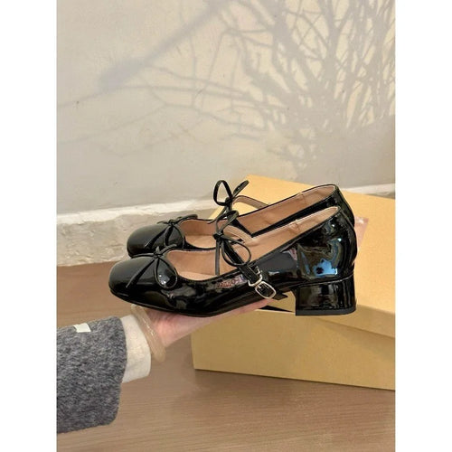 Women’s Elegant Round Toe Bowknot Strap Mary Jane Shoes – Spring Comfortable Low Heel Flats with High Cost-Performance