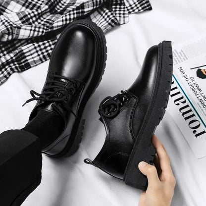 Quality Assurance Men’s Thick Bottom Casual Shoes Waterproof Leather Sneakers Non Slip Black Versatile Footwear