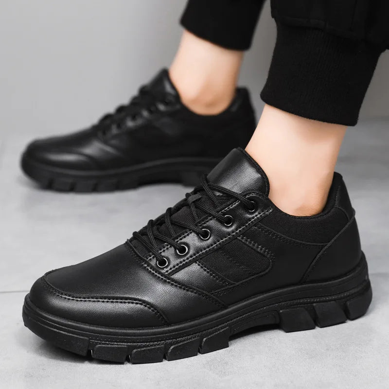 2025 New Trend Men’s Leather Casual Shoes Non-Slip Lace-Up Sneaker Fashion Travelling Shoes for Comfort and Style