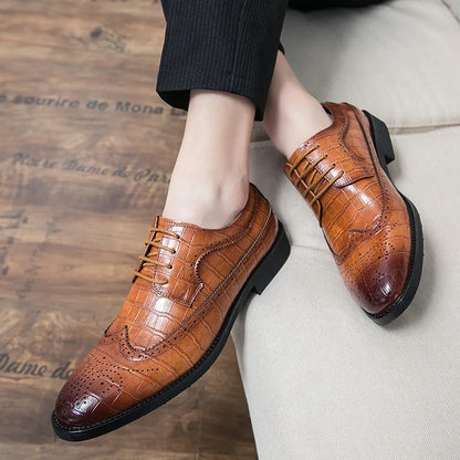 Myway New Trend Men’s Leather Shoes Business Formal Dress Shoes Trendy Pointed Toe Men’s Casual Shoes