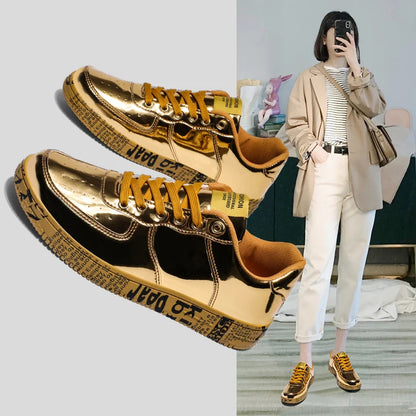 Fashionable Unisex Glossy Sports Shoes – Classic Walking Style Men’s Casual Footwear