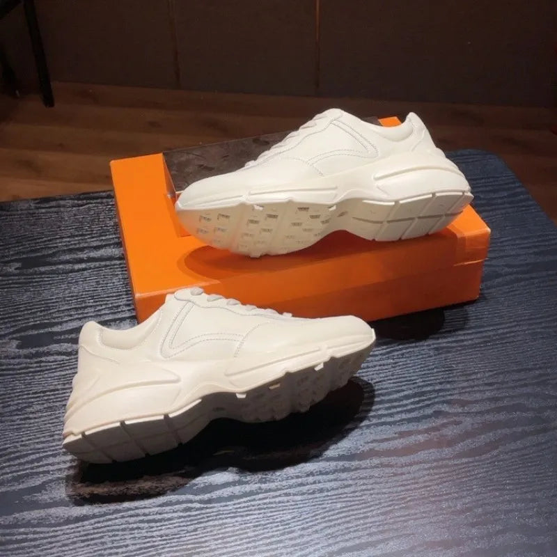 2026 Fashionable and Comfortable Hip Hop Round Toe Lace-up Men’s Shoes Casual Harajuku Style Platform Height Increasing Shoes