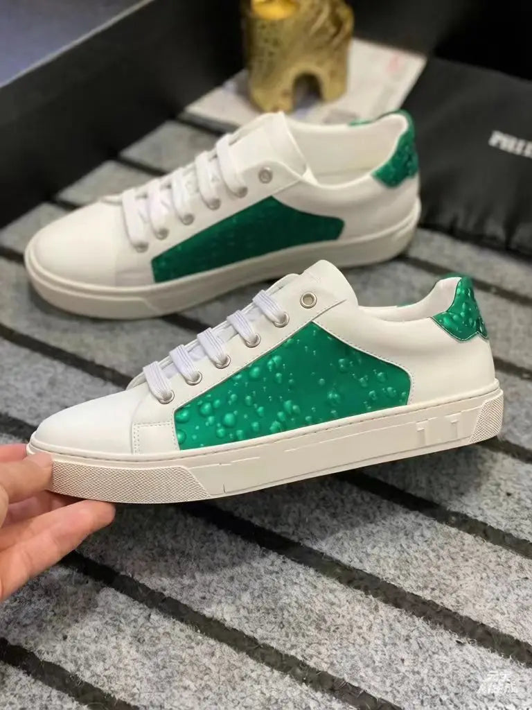 Light Luxury Original Korean Edition Genuine Leather Printed Fashion Trend Casual Little White Men’s Shoes