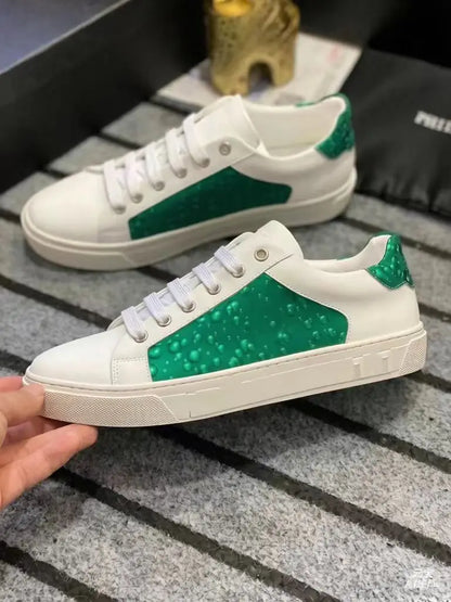 Light Luxury Original Korean Edition Genuine Leather Printed Fashion Trend Casual Little White Men’s Shoes