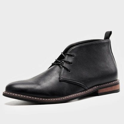 Men’s Chelsea Boots Classic British Style Black Low Heel Chukka Boot Top Grain Leather Shoes for Parties and Formal Occasions