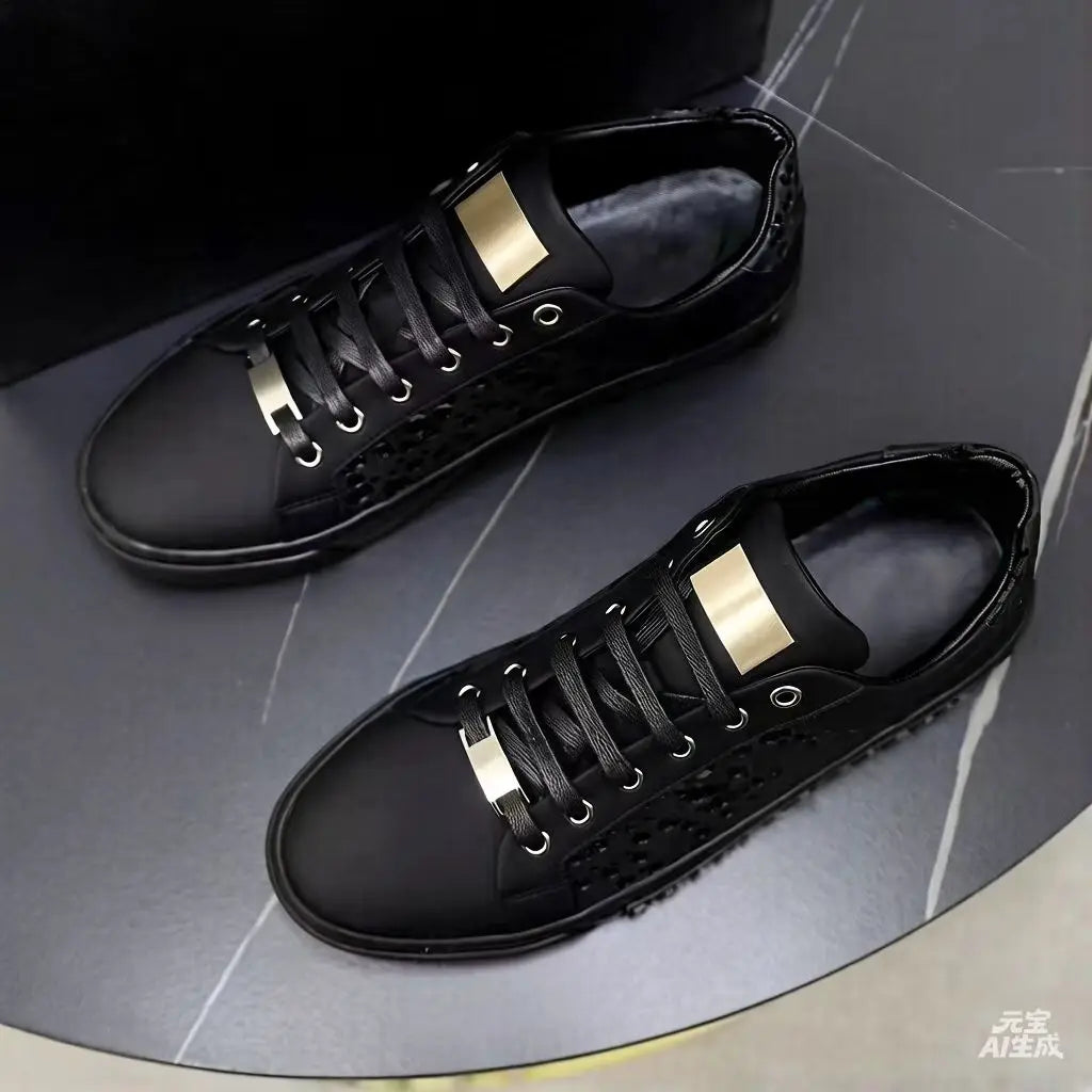 Spring New Light Luxury Versatile White Shoes, Leather Casual Shoes, Flat Shoes, Men’s Board Shoes