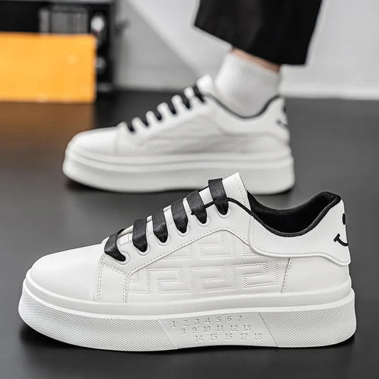 2025 Men’s Trendy Casual Board Shoes Height Increasing Breathable White Sports Shoes for Summer Four Versatile Platform Design