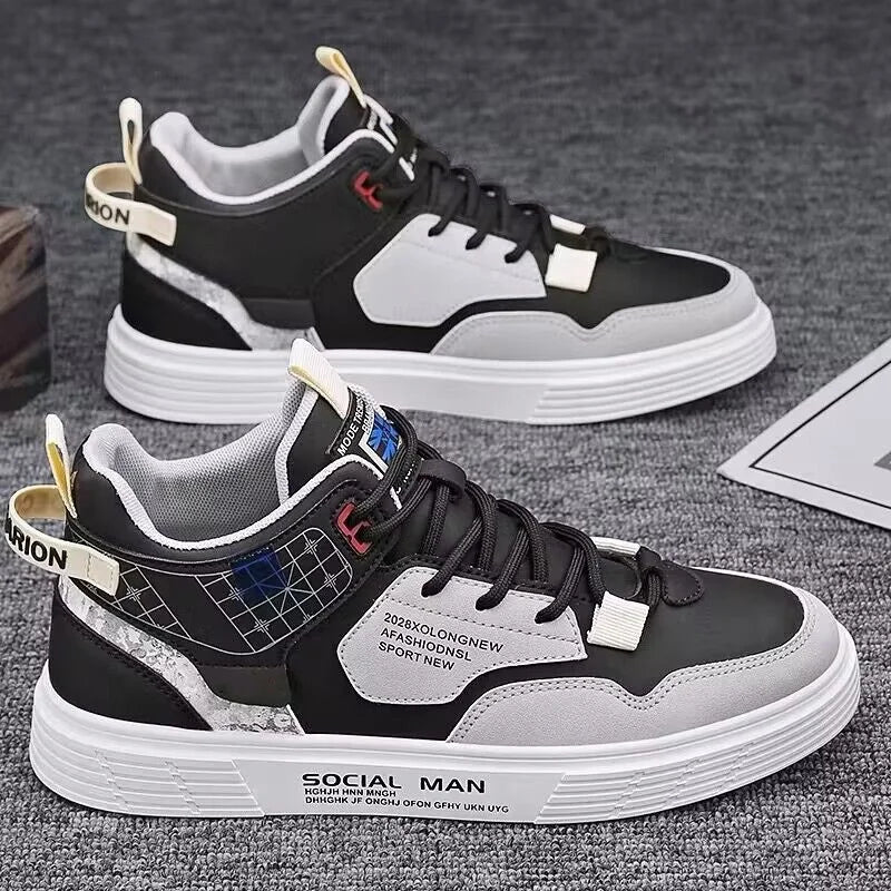 Men’s Casual Mid-Top Canvas Sneakers Waterproof Shoes for Spring and Autumn Comfort Stylish Breathable Footwear for Everyday Use