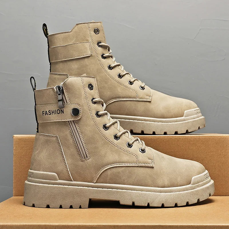 High Quality Men’s Martin Boots Fall and Winter Top British Style Outdoor Motorcycle Boots Warm Leather Boots for Men
