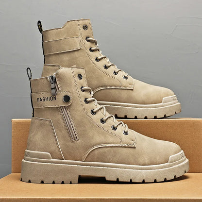 High Quality Men’s Martin Boots Fall and Winter Top British Style Outdoor Motorcycle Boots Warm Leather Boots for Men