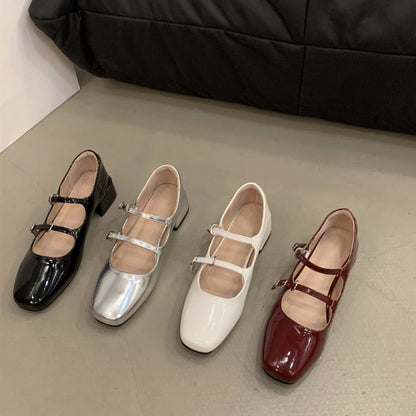 Red Chunky Heel Mary Jane Shoes for Women – New Summer French Style with Affordable Price and High Quality