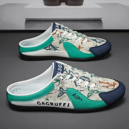 2025 New Trend Men’s Casual Shoes Canvas Slip-On Sneakers Backless Half-Slippers Comfortable Walking Shoes