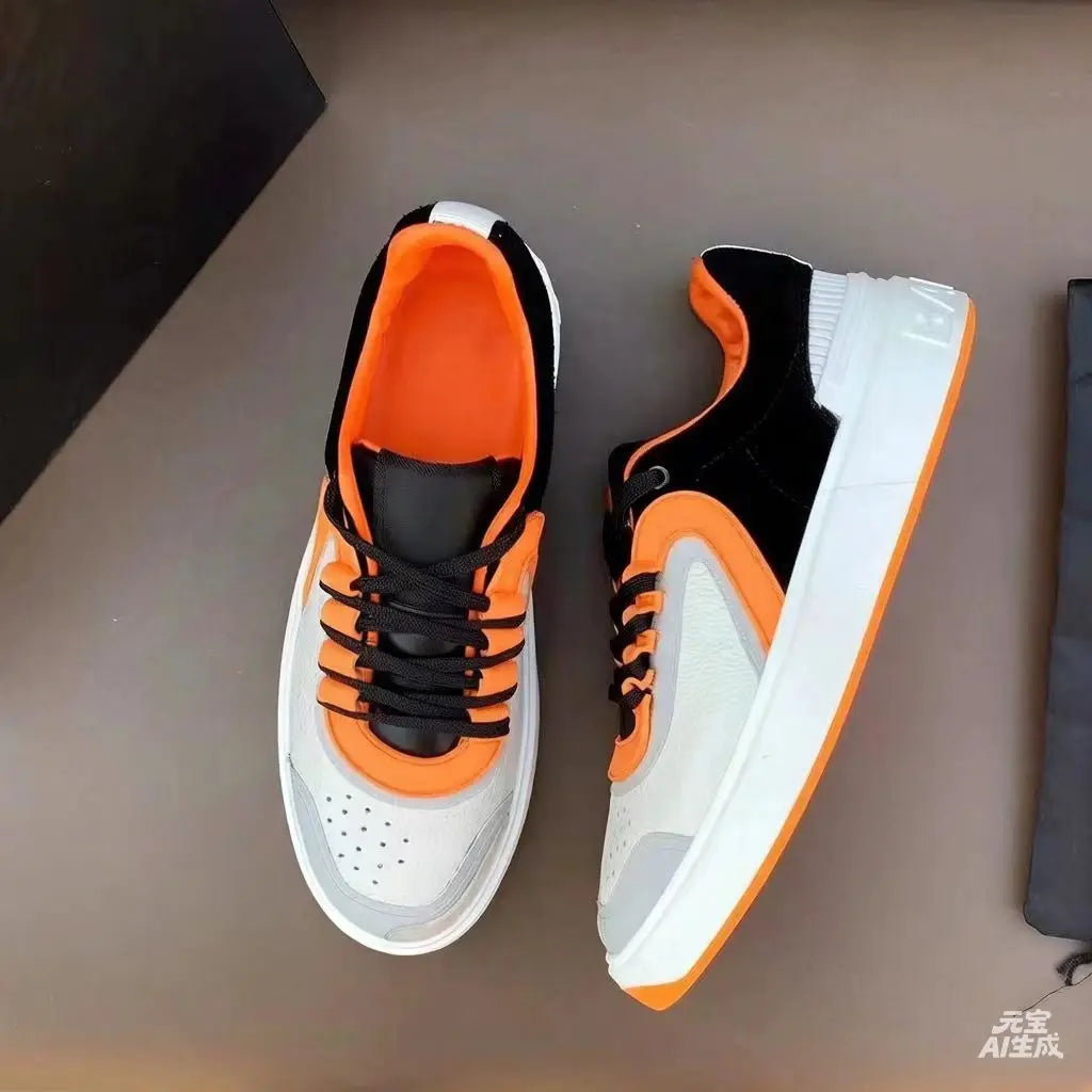 Light Luxury Spring and Autumn New Men’s Board Shoes with Lace up Fashion, Genuine Leather Versatile Flat Casual Shoes, Trendy