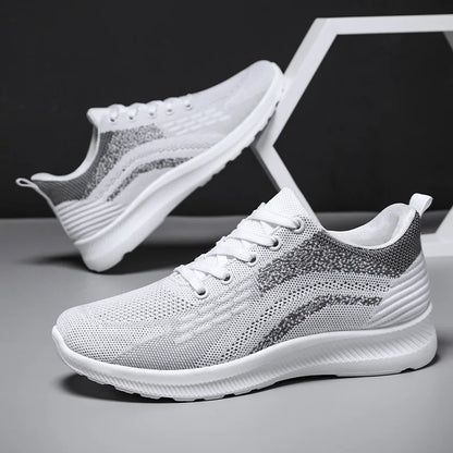 New Men’s Running Shoes Lightweight Lace up Slip on Casual Sneakers Elastic Comfortable Sports Shoes for Running and Daily Wear
