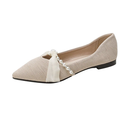 Elegant Pointed-Toe Flats for Women – Autumn New Pearl-Embellished Style, Versatile Slip-On Design with Soft Sole