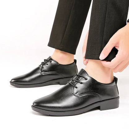 Men’s Leather Shoes Business Casual Non-Slip Soft-soled Wedding Shoes Minimalist Design Suitable for Work and Everyday Wear