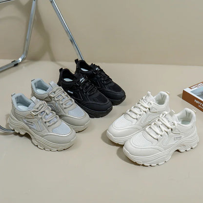 Womens Clunky Sneakers Spring New Thick Sole Casual Shoes Breathable Height Increasing Sports Footwear for Comfort and Style