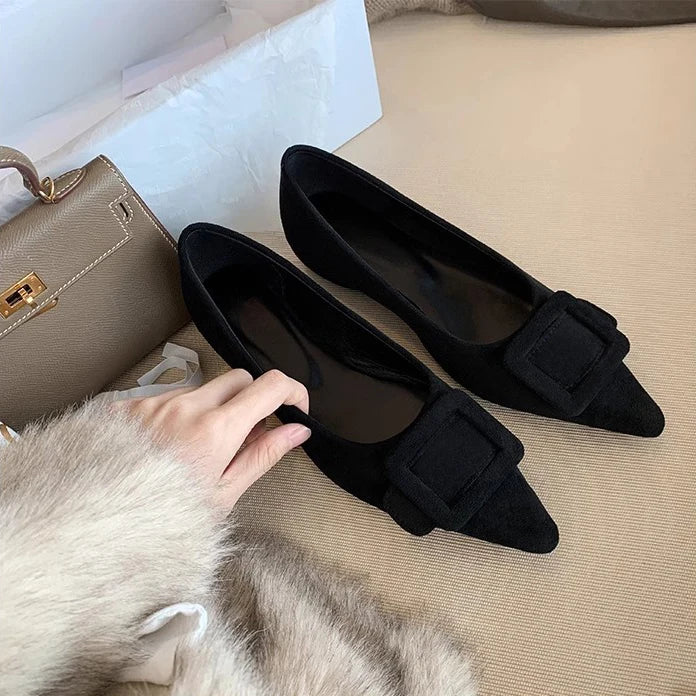 Spring New Women’s Suede Pointed Toe Flats with Leopard Print – Stylish and Versatile Slip-On Shoes, High Quality and Affordable