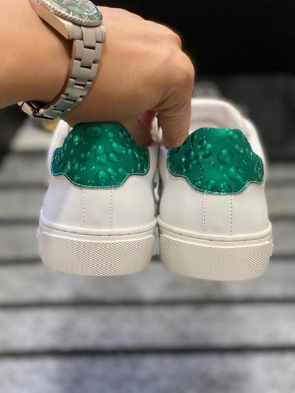 Light Luxury Original Korean Edition Genuine Leather Printed Fashion Trend Casual Little White Men’s Shoes