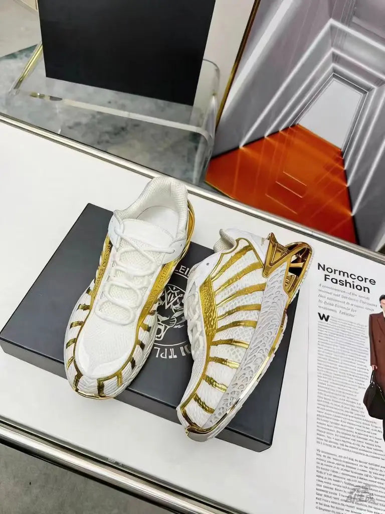Light Luxury Original Plated Knife Peak Bottom Trendy Breathable Comfortable Versatile Casual Men’s Shoes