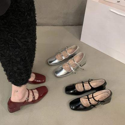 Red Chunky Heel Mary Jane Shoes for Women – New Summer French Style with Affordable Price and High Quality