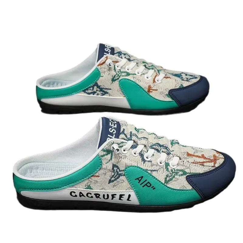 2025 New Trend Men’s Casual Shoes Canvas Slip-On Sneakers Backless Half-Slippers Comfortable Walking Shoes
