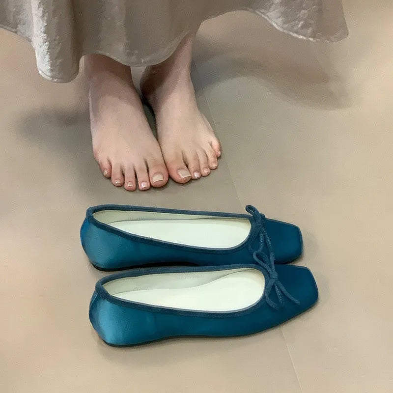 French Style Elegant Women’s Shoes 2025 New Satin Bow Accent Hidden Wedge Flats – High Quality, Affordable Chic Footwear