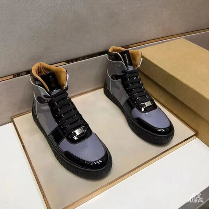 Autumn Versatile, Simple, Fashionable, Sporty Men’s Lace up Classic, Comfortable, Casual, Lightweight, High Top Shoes
