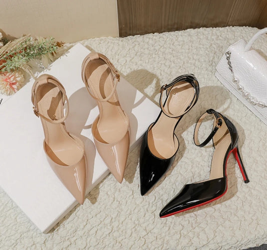 2025 New Arrivals Black High Heel Shoes for Women – Thin Stiletto Pointed Toe Patent Leather – Elegant and Sexy Design