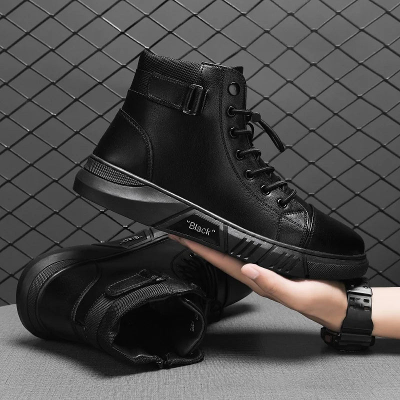 New Design Men’s Martin Boots Casual High-Top Leather Boots Thickened Warm Snow Boots Plus Size Men’s Footwear