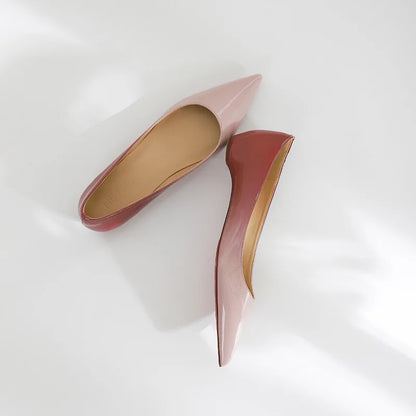 High-Quality Nude Patent Leather Flats – Comfortable Pointed Toe Large Size Elegance Affordable Price