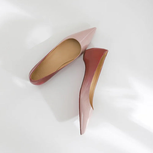 High-Quality Nude Patent Leather Flats – Comfortable Pointed Toe Large Size Elegance Affordable Price