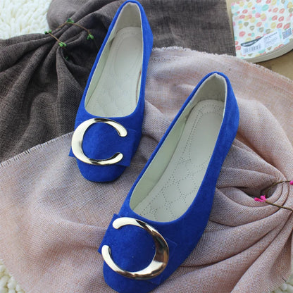 Womens Flat Shoes Casual Metal Buckle Round Toe Slip on Flats Comfortable Everyday Footwear Ideal for Work and Leisure Stylish