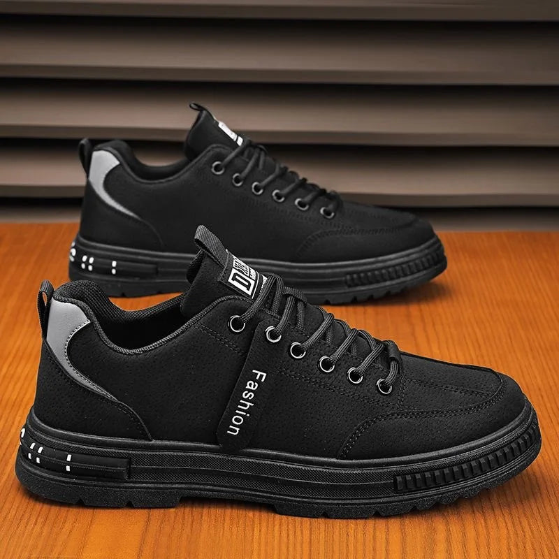 Satisfaction Guarantee Men’s Casual Board Shoes Rubber Black Sneakers Sports Shoes for Outdoor and Office Wear