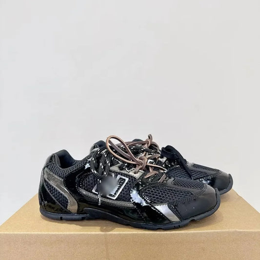 Miu Luxury Vintage Style Forrest Gump Design Running Shoes Autumn Mesh Series Lace-Up Casual Wear Mixed Colors Fashion Trend