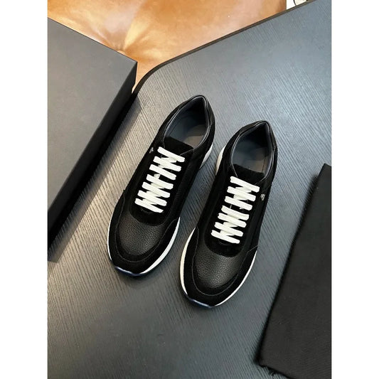 2026 Fashionable Men’s Shoes Genuine Leather Stitched Sports Comfortable Casual Shoes High-Quality Outdoor Men’s Walking Shoes