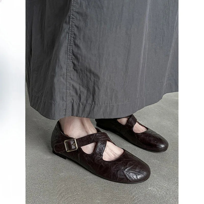 Comfortable Flat Round Toe Cross Strap Ballet Shoes for Women – High-Quality Casual Slip-On Flats with Great Value