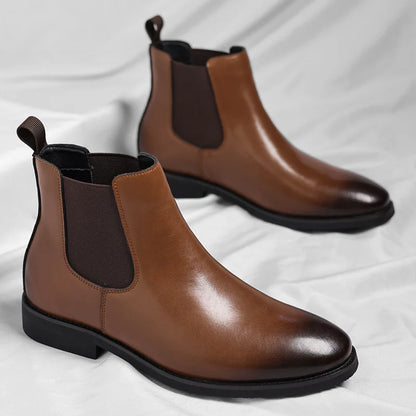Luxury Men’s Vintage Chelsea Boots Retro Chukka Boots Warm Fur Lined Leather Ankle Shoes  Large Size Martin Boots