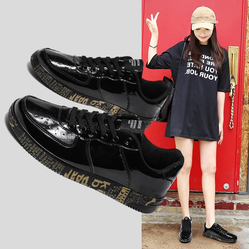 Fashionable Unisex Glossy Sports Shoes – Classic Walking Style Men’s Casual Footwear