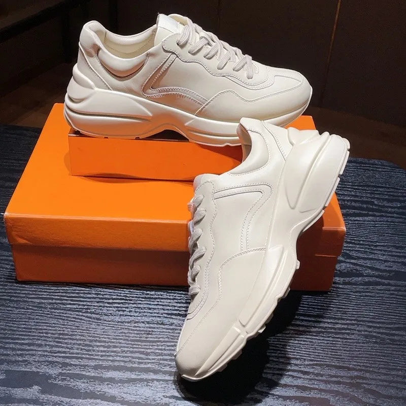 2026 Fashionable and Comfortable Hip Hop Round Toe Lace-up Men’s Shoes Casual Harajuku Style Platform Height Increasing Shoes