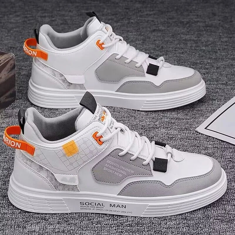 Men’s Casual Mid-Top Canvas Sneakers Waterproof Shoes for Spring and Autumn Comfort Stylish Breathable Footwear for Everyday Use