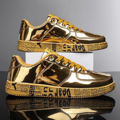 Fashionable Unisex Glossy Sports Shoes – Classic Walking Style Men’s Casual Footwear