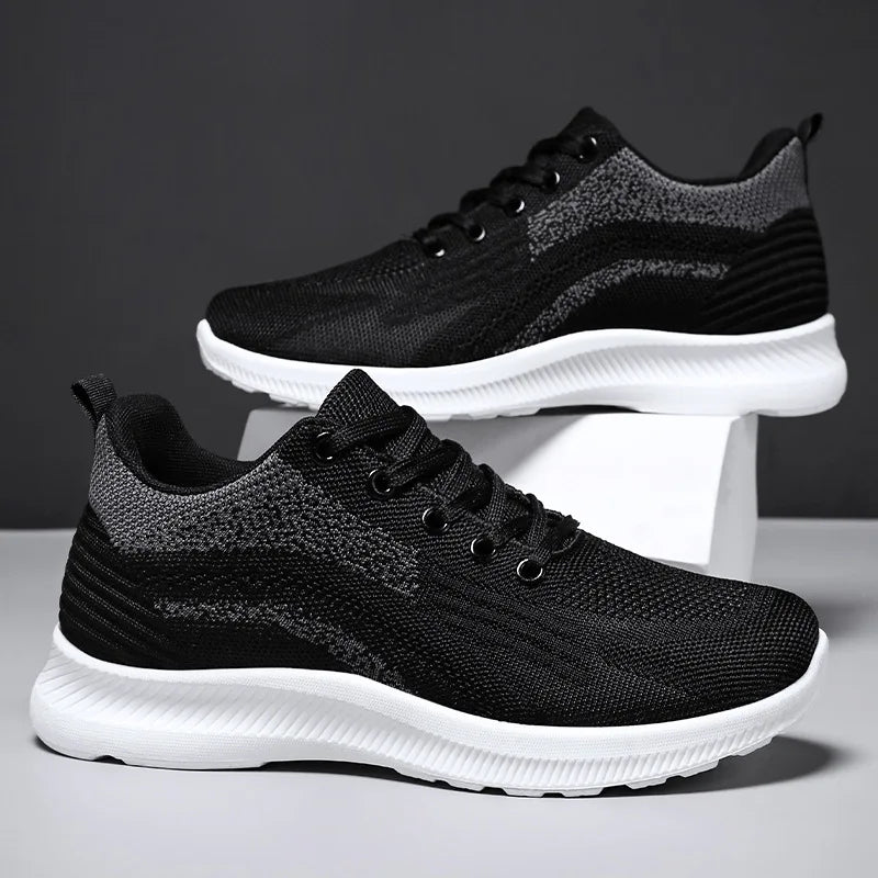 New Men’s Running Shoes Lightweight Lace up Slip on Casual Sneakers Elastic Comfortable Sports Shoes for Running and Daily Wear
