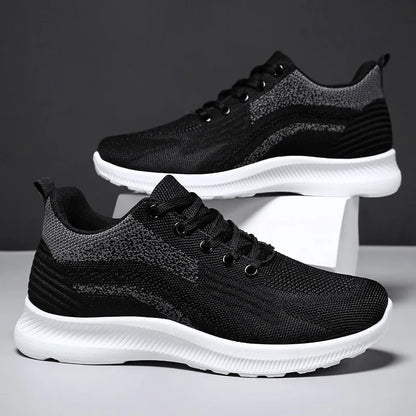 New Men’s Running Shoes Lightweight Lace up Slip on Casual Sneakers Elastic Comfortable Sports Shoes for Running and Daily Wear