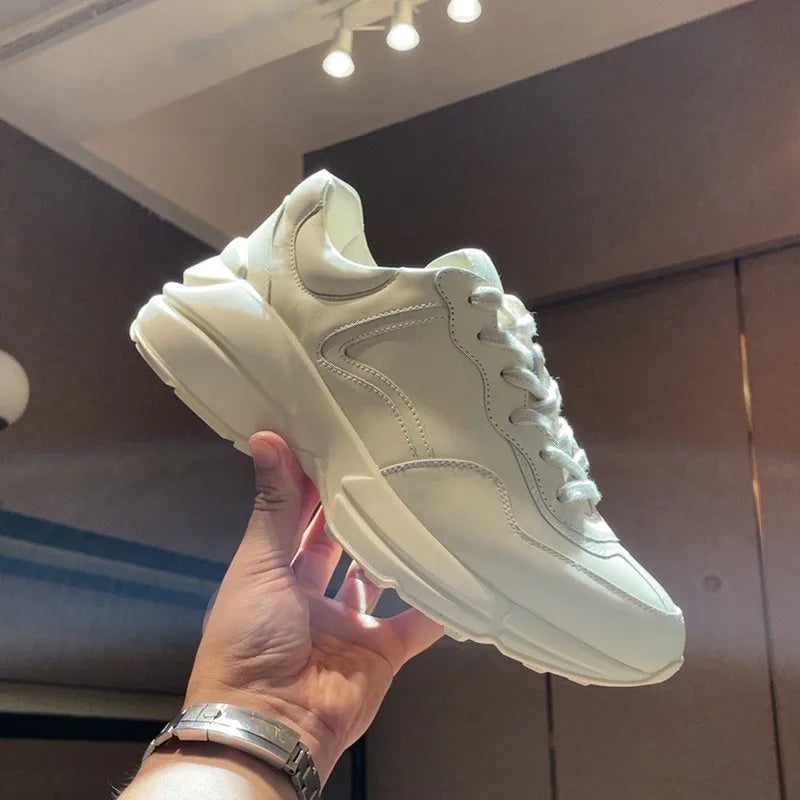 2026 Fashionable and Comfortable Hip Hop Round Toe Lace-up Men’s Shoes Casual Harajuku Style Platform Height Increasing Shoes